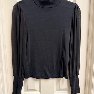 Sanctuary Black Long Sleeve Top with Sheer Sleeves